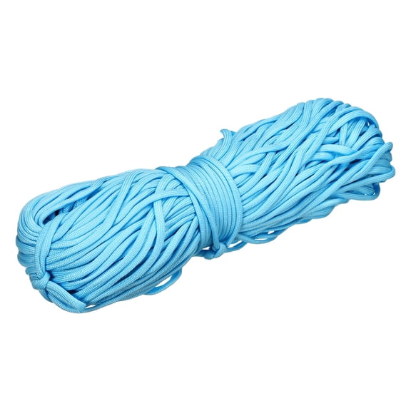 Uxcell 1/8" Paracord Rope, 200ft 7 Strand Heavy Duty Camping Rope Braided Polypropylene Ropes, Lightweight Tie-Downs Utility Cord for Marine, Indoor & Outdoor, Light Blue