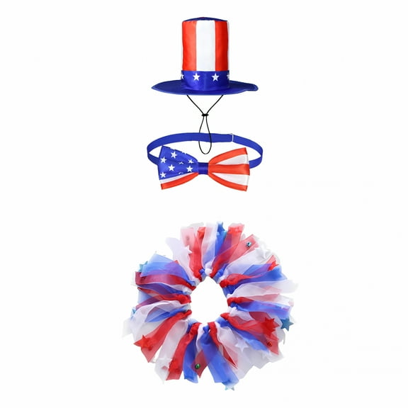 LAMIRO 1 Pcs Independence Day Porch Goose Outfits Summer Patriotic Goose Statue Clothes Hat Skirt Clothing for 4Th of July Holiday Party Yard Outdoor Statue Decoration