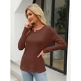 thumbnail image 3 of FUNING  Women's Color Block Tops Casual Long Sleeve Tunic Round Neck Pullover Shirts, 3 of 7