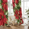 thumbnail image 2 of Christmas Curtains for Living Room Winter Red Flower Bedroom Curtains Window Privacy Semi Sheer Drapes Green Botanical Xmas Vintage Floral Curtains 84 Inch Length 2 Panels Set Christmas Home Decor, 2 of 6