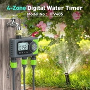 RainPoint 4-zone water timer irrigation controller, garden courtyard lawn multi-scene zone sprinkler IP65 waterproof rainy day delay/auto/manual mode (brass inlet-ITV405)
