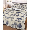 thumbnail image 3 of Quilts Full Size Bedding Set, Farmhouse Country Lightweight Quilted Comforter, Vintage Trees Rustic French Garden Birds Soft Reversible Bedspread Coverlet with Pillow Covers for All Season, 78" x 90", 3 of 7
