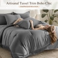 thumbnail image 4 of SONORO KATE 7 Pieces Full Comforter Set – Tassels Boho Bed in a Bag, All Season Bedding Set with 1 Fitted Sheet, 1 Flat Sheet, 2 Pillowcases & 2 Shams, Gray, 4 of 10