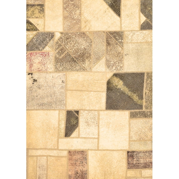 Ahgly Company Indoor Rectangle Patchwork Brown Transitional Area Rugs, 8' x 10'