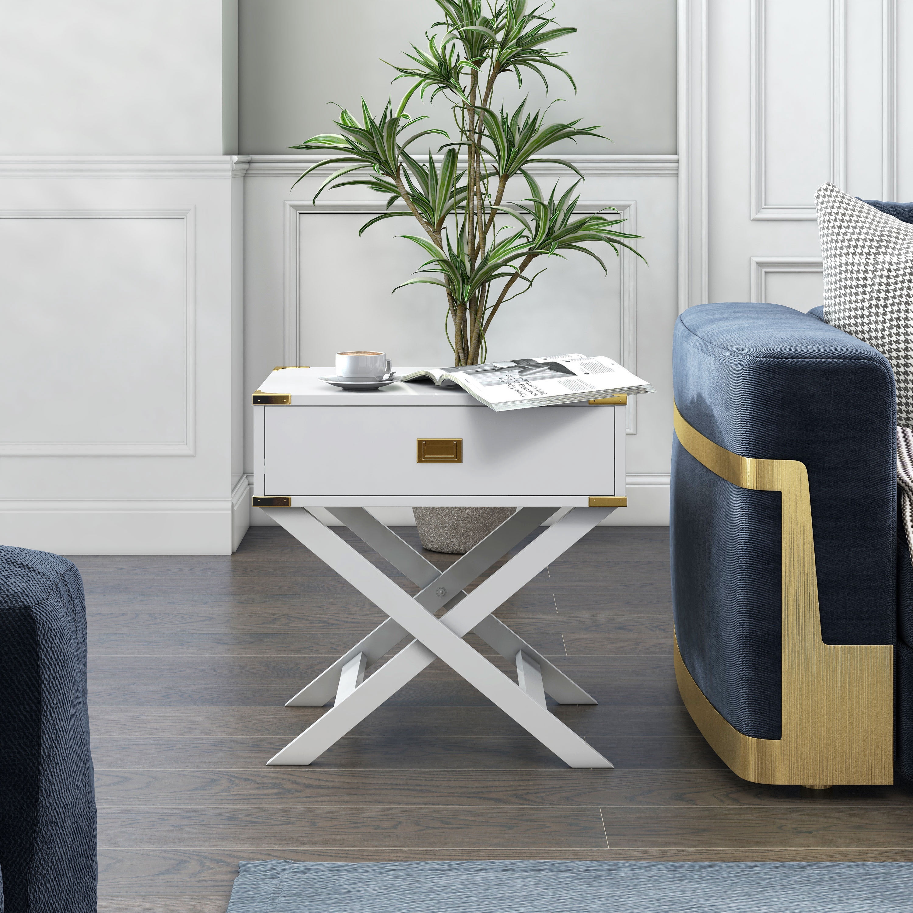 Furniture of America Sienna 1-Drawer Wood White End Table