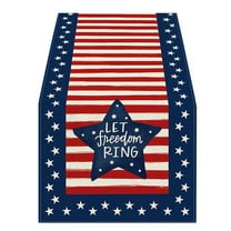 Nmdmisc 4th of July USA Stars Stripes Patriotic Table Runner,Red Blue USA Independence Memorial Day Kitchen Dining Table Decor,Labor Day Home Decoration Party Supply 13 x 72 Inch