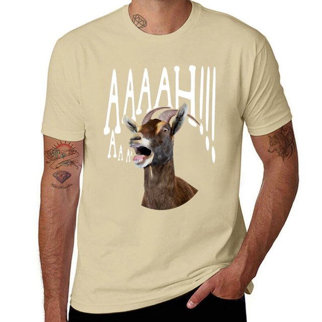 Ahhh Screaming Goat Gift Camiseta divertida para amantes de las cabras, ropa sencilla y linda, ropa estética, pesos pesados, camisetas gráficas para hombre, anime
