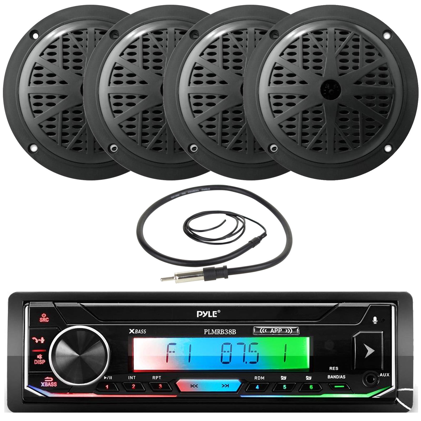 Bluetooth Marine MP3/USB/SD AM/FM Receiver Stereo & 5.25” Speaker Kit 