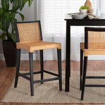 Baxton Studio Lingga Modern Bohemian Rattan Counter Stool, Dark Brown Mahogany