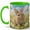 Green, variant on Cute Bunny Coffee Mug, Spring Meadow Rabbit Lover Design, 11 oz Ceramic Cup