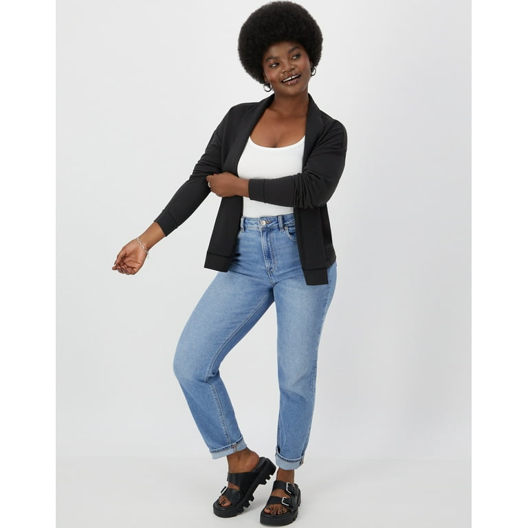 Hanes Originals Women s Soft Brushed Fleece Cardigan Black 2XL