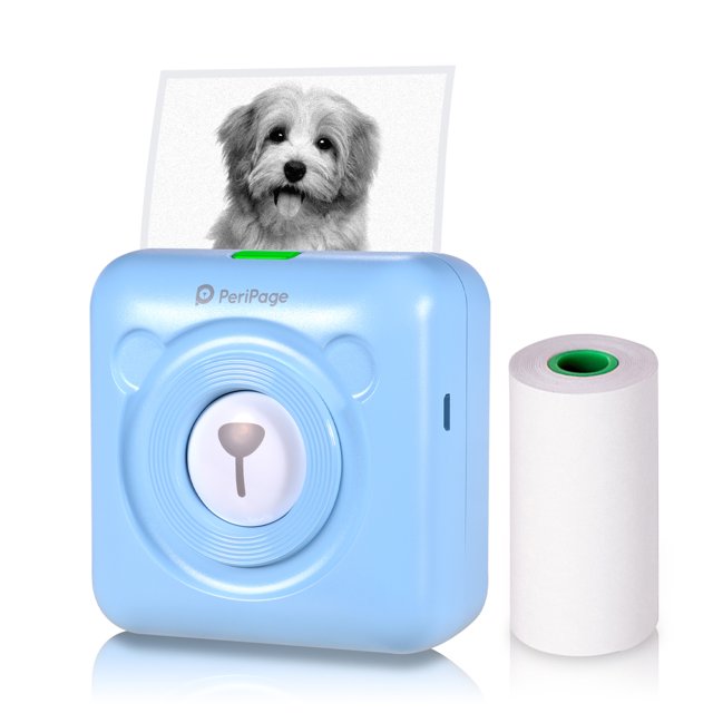 PeriPage Mini Pocket All-in-One Thermal Printer Wireless BT Picture Photo Label Memo Receipt Paper Printer AR Photo Function with USB Cable Support for Android iOS Smartphone Windows