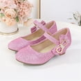 thumbnail image 4 of Hinvhai Girls Dress Shoes Shiny Low Heels Pumps Princess Shoes with Bowknot for Wedding Party (Toddler/Little/Big Kids) Pink 1.5 M(28), 4 of 6