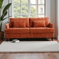thumbnail image 2 of Tcbosik 68.9" Small Couch, 2-Seater Sofa with Pillows, Chenille Upholstered Loveseat for Living Room, 500 lbs Capacity, Dark Orange, 2 of 9