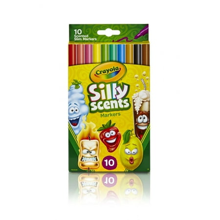 Crayola Silly Scents Slim Markers, Washable Scented Markers For Kids, 10