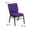 thumbnail image 2 of HERCULES Series 18.5''W Church Chair in Purple Fabric with Book Rack - Gold Vein Frame, 2 of 9