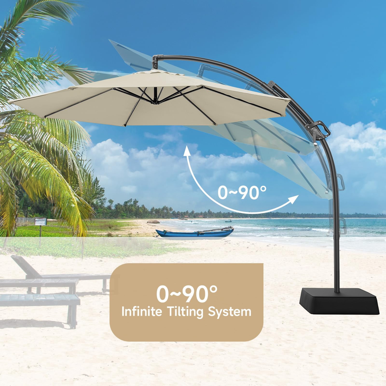 ONBRILL Outdoor Patio Umbrella with Base, 240G/M2 fabric, 10 FT Sun Shade Umbrella for Deck, Pool