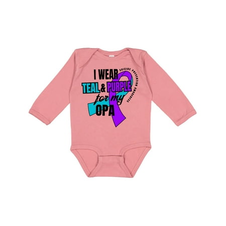 

Inktastic Suicide Prevention I Wear Teal and Purple for My Opa Gift Baby Boy or Baby Girl Long Sleeve Bodysuit