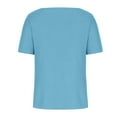 thumbnail image 3 of WREESH Solid Color V-Neck Waffle Knit Top Women's Comfortable Loose Summer T-Shirt Blouse Blue, 3 of 5