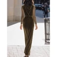 thumbnail image 2 of Army Green Velvet Long Sleeve Maxi Dress, Elegant Formal Evening Gown For Women, 2 of 6