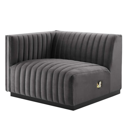 Modular Sofa Chair, Grey Gray Black, Velvet, French Living Lounge Cafe Lobby Hospitality Restaurant, Modern Contemporary Boutique HB33727