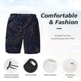 thumbnail image 5 of Lsque Mens Swim Trunks Copper-Gold Gloss Outline Flower Pattern - Bathing Suit Compression Liner - Beach Swim Shorts Swimwear - (S-3XL) - Stretch Quick Dry -Medium, 5 of 9