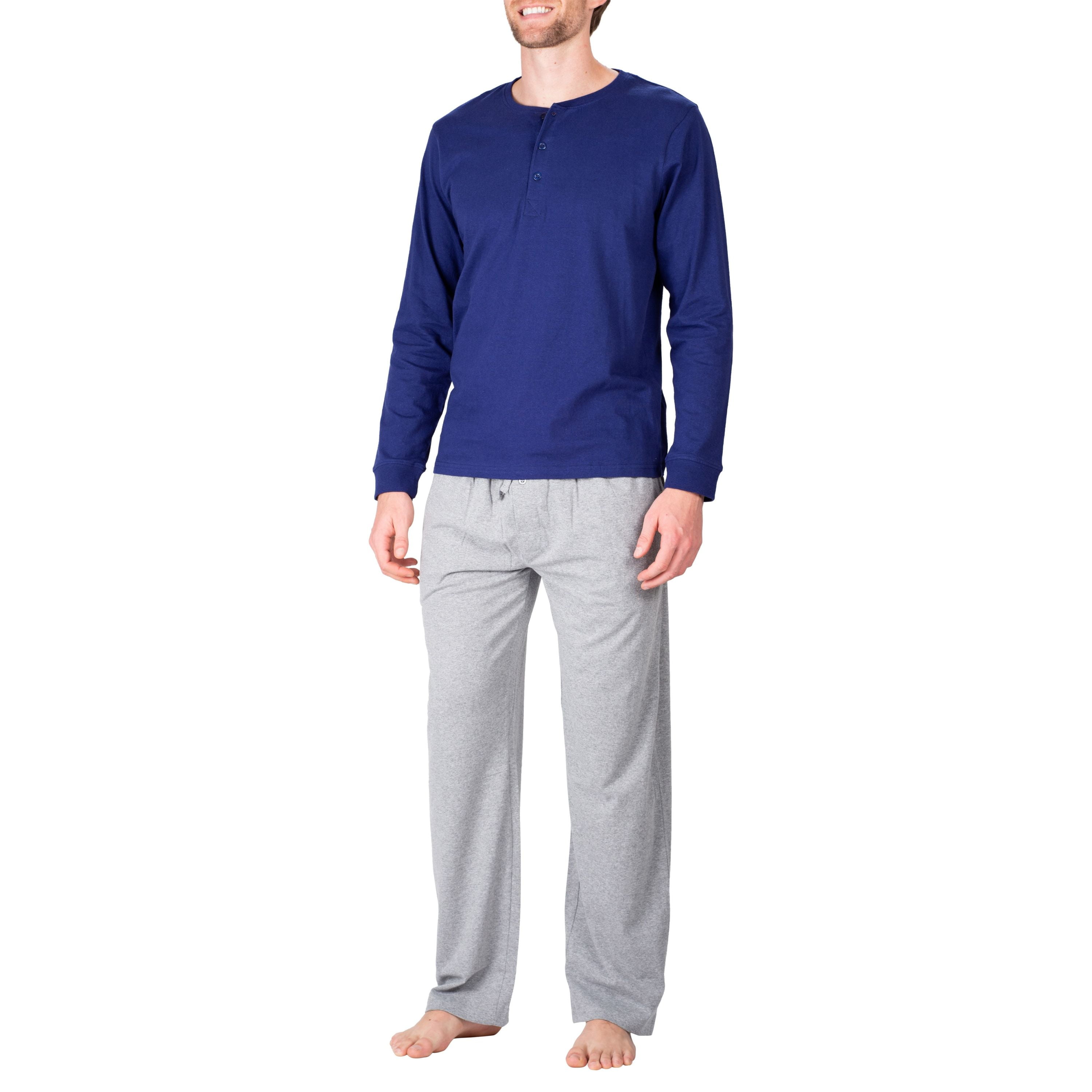 Mens Plain Long Sleeved Woven Pyjama Nightshirt N950 