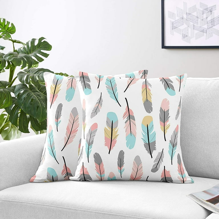 Feather Turquoise and Coral Collection Decorative Accent Throw