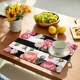 thumbnail image 5 of Placemats Set of 4, Pink Peony Rose Place Mats Floral Black Stripes Tablemats Washable Placemat Table Decoration for Kitchen Table Dinner Party Home Decor Indoor Outdoor 13x19 Inch, 5 of 9