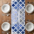 thumbnail image 6 of Blue Morocco Table Runner - 120 Inch Long, Kitchen Dining Table Runner Dresser Scarves, Vintage Graffiti Paint Art Boho Dappled Farmhouse Decor for Coffee Tables Wedding Party Banquet, 6 of 8