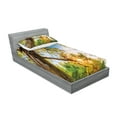 thumbnail image 2 of Ambesonne Landscape Fitted Sheet & Pillow Sham Set, Vibrant Summer Sky, Twin, Green Brown, 2 of 2