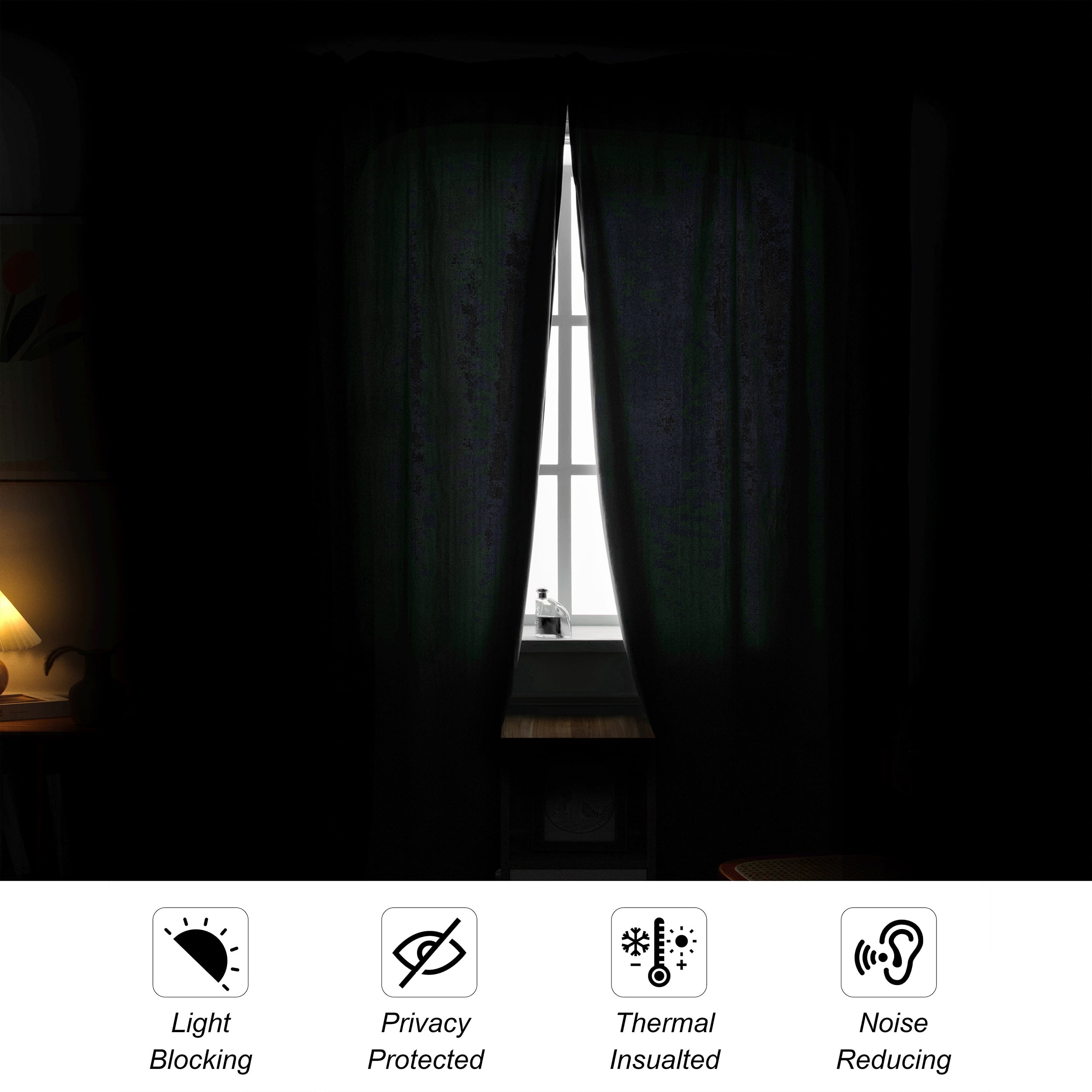 SMILETIME Black Velvet Curtains with Rod Pocket Thermal Insulated Soft Privacy Room Darkening Velvet Drapes for Bedroom and Living Room, Set of 2 Panels, 52 x 96 Inches Long