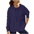 thumbnail image 2 of ClodeEU Women's Oversized Solid Color Hooded Pullover ,Long Sleeve Loose Sweatshirt With Pockets Navy,Womens Plus XL, 2 of 7