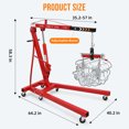 thumbnail image 7 of Riedhoff Folding Engine Hoist, Cherry Picker with Lever & 6 Casters, 2 Ton Max, Red, 7 of 7