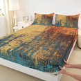 thumbnail image 3 of Manfei Vintage Batik Aesthetic Full Size Sheets,Retro Abstract Watercolor Bed Sheets,Teal Orange Sheet Sets For Kids,Super Cozy Room Decor,4-Piece, 3 of 7