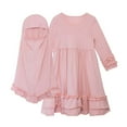 thumbnail image 2 of Robe Longue avec Manches Robe Unie à Manches Longues avec Foulard Assorti Ensemble Deux Pièces Robe Longue pour Filles, 2 of 9