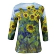 thumbnail image 3 of Blouses pour Femmes Mode Été Imprimé Manches Mi-Longues Col Rond Tee Décontracté Hauts et Blouses pour Femmes en Solde, 3 of 5