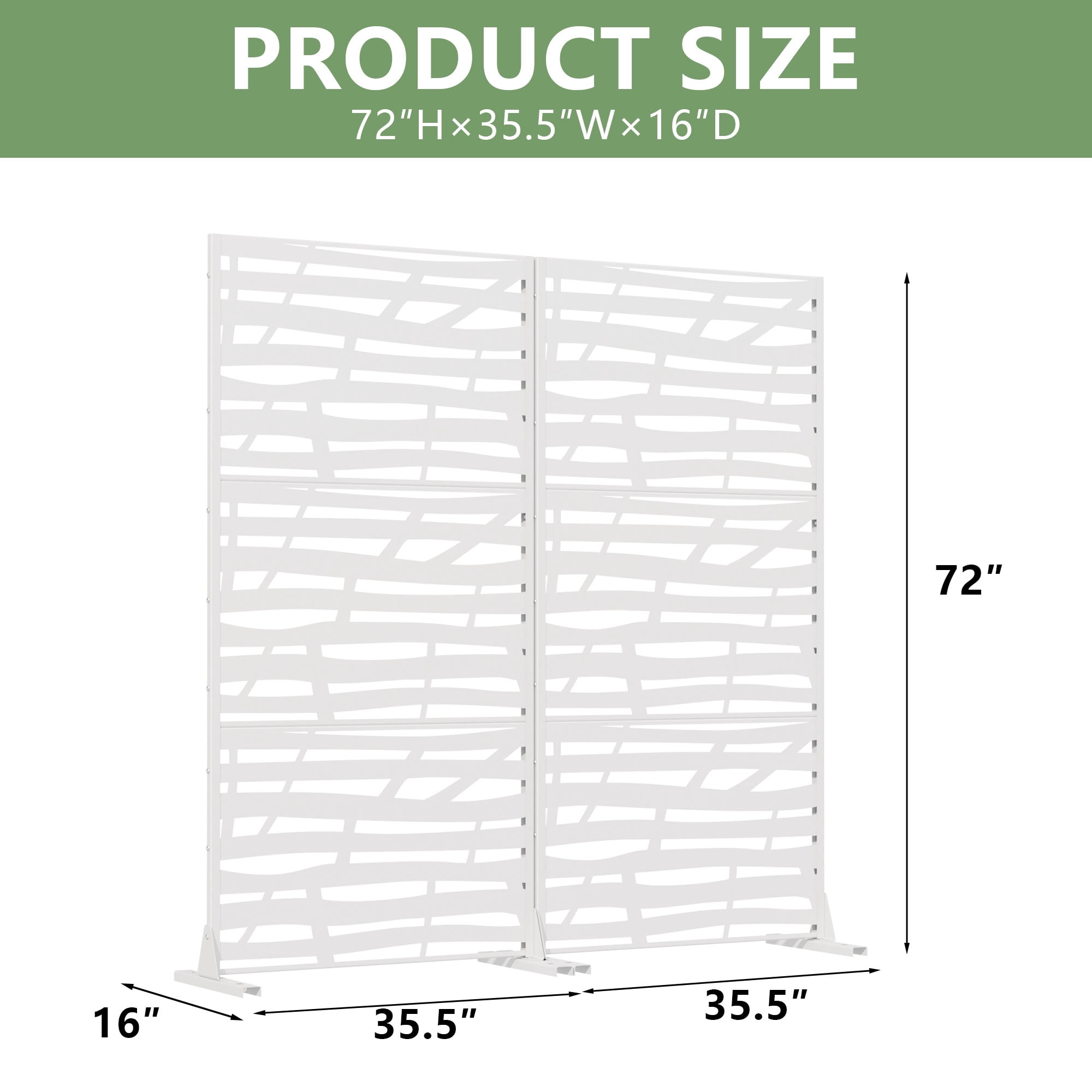 MAYEERTY 72*35in Outdoor Privacy Screen, Modern Style Metal Privacy Panel, Privacy Divider for Patio, Balcony, Garden