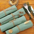 thumbnail image 4 of Nvzi Servilletas de tela, paquete de 4, 30 x 30 cm, servilletas de algodón verde claro para la mesa, lavables, reutilizables (no incluye cuerda de algodón)., 4 of 5