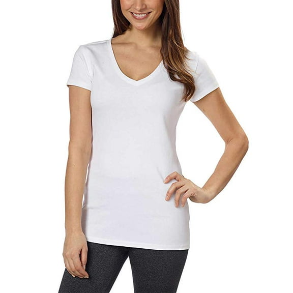 Kirkland Signature Ladies' Pima Cotton V-Neck Tee T-Shirt , White X-Large - NEW