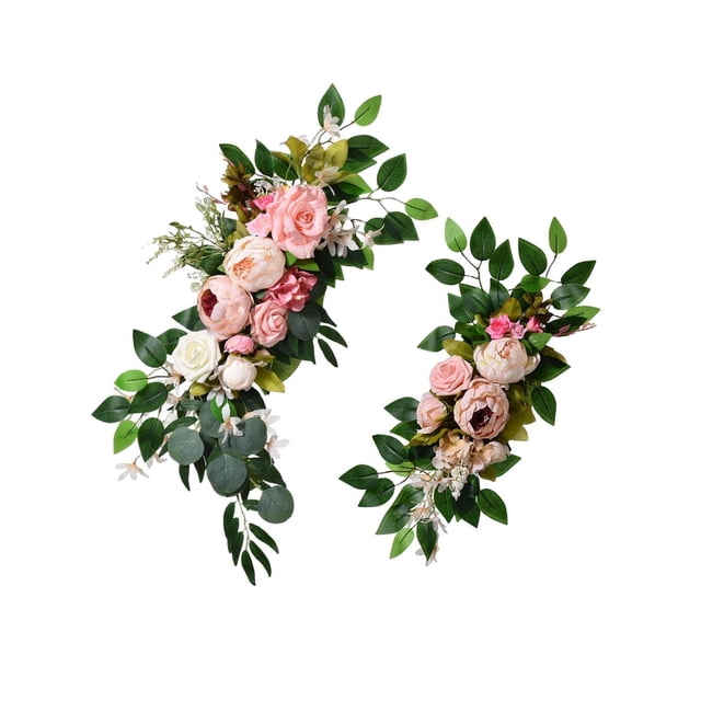 2x Hanging Artificial Flower Arch Decor Flower Wedding Decorative for Wedding Background Pink