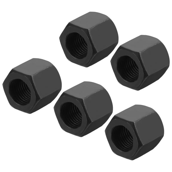 M12 x 1.25 Pitch Carbon Steel Hex Coupling Nuts, 5Pcs 18mm/ 0.7" Length Fully Threaded Rod Coupling Nut Stud Fine Thread Pipe Connector, Black