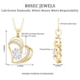thumbnail image 4 of Rosec Jewels Lab Grown Diamond Heart Pendant with Chain - Double Heart Necklace for Women - Ready to Gift for Valentines Day, 10K Yellow Gold, 4 of 6