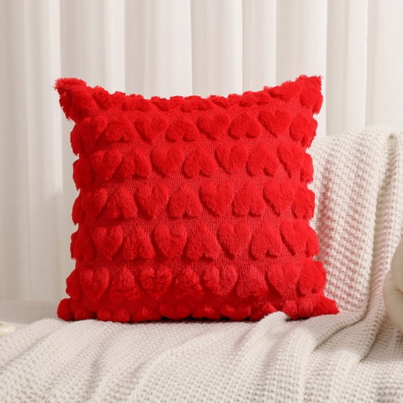 KCEHTA Valentines Pillow Covers 18x18 inch Soft Plush Cute Heart Throw Pillow Covers Decorative Pillowcase Cushion Cover for Sofa Couch Bed Living Room Wedding Anniversary Valentines Day Decorations