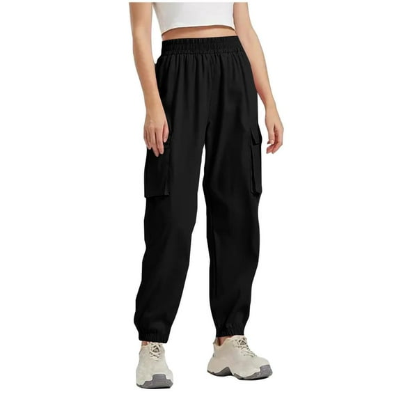 Patlollav Sweatpants for Women Work Pants Casual Elasticity Solid Color Cargo Trousers Pocket Sports Pants