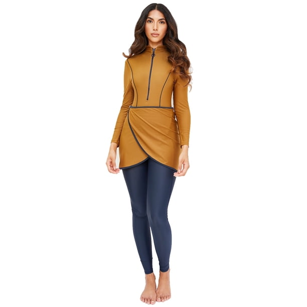 Traje de baño musulmán para mujer, hiyab de retales modesto, traje de baño deportivo de manga larga, 3 uds., traje de baño islámico Burkinis Tan Jianjun unisex