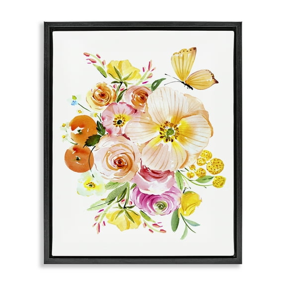 Stupell Industries Varied Flower Bundle Botanical & Floral Painting Black Floater Framed Art Print Wall Art, 17 x 21