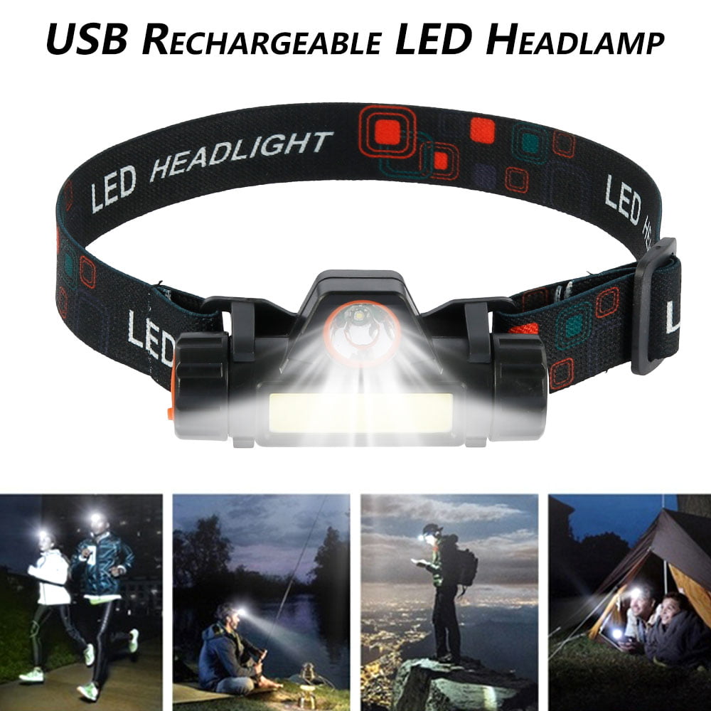 USB LED headlamp headlight T6 COB headtorch flashlig headlight waterproof caRSDE 