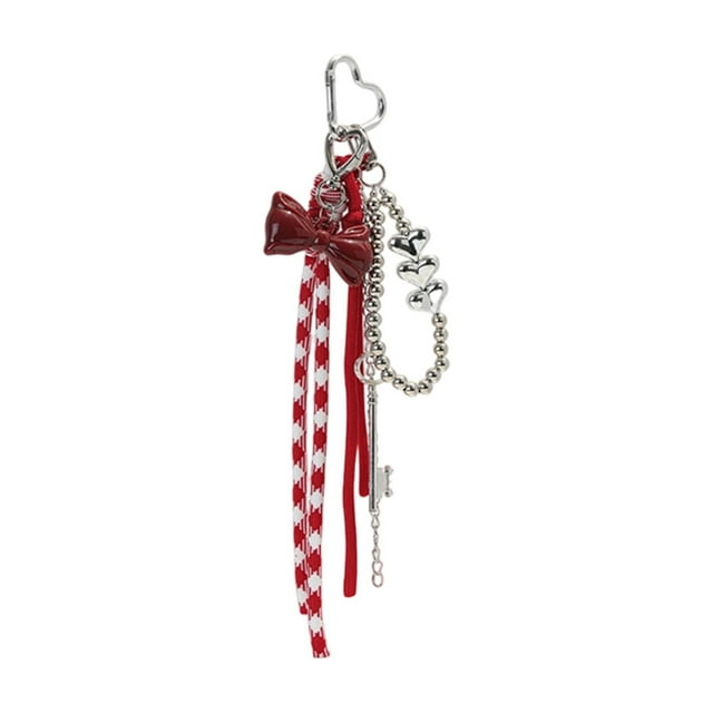 Cheapark Red Bow Keychain - Cute Car & Bag Accessory, Festive Valentines Day Gift for Lovers & Friends