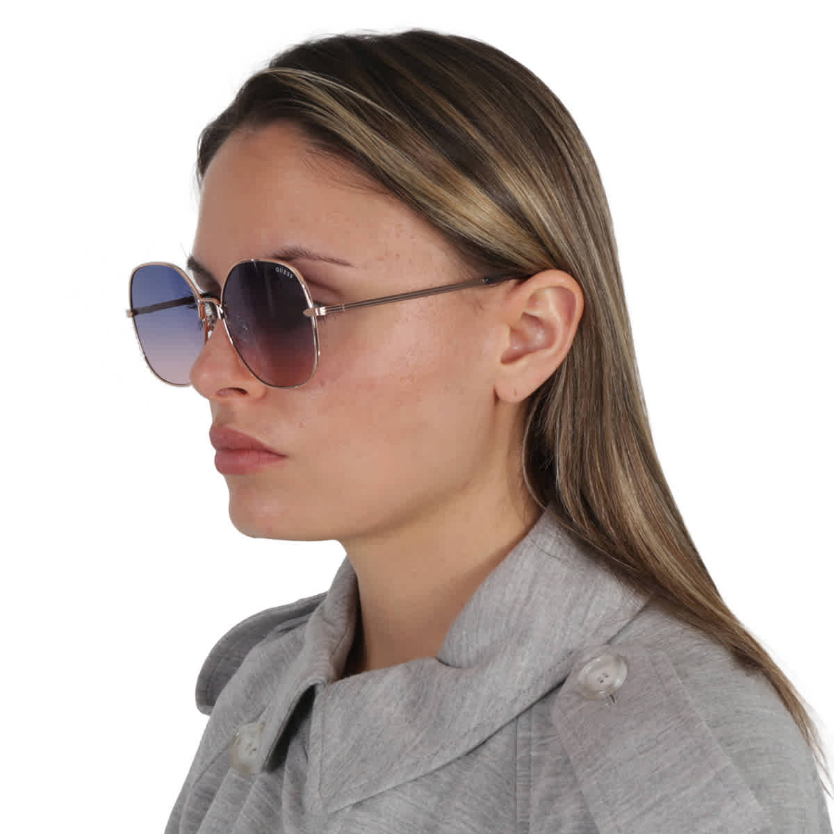 Guess Sunglass Womens Light Brown Fashion Butterfly Sunglass 